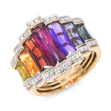 Bellarri 18k Yellow Gold Assorted Multicolor Gem and Diamond Statement Ring