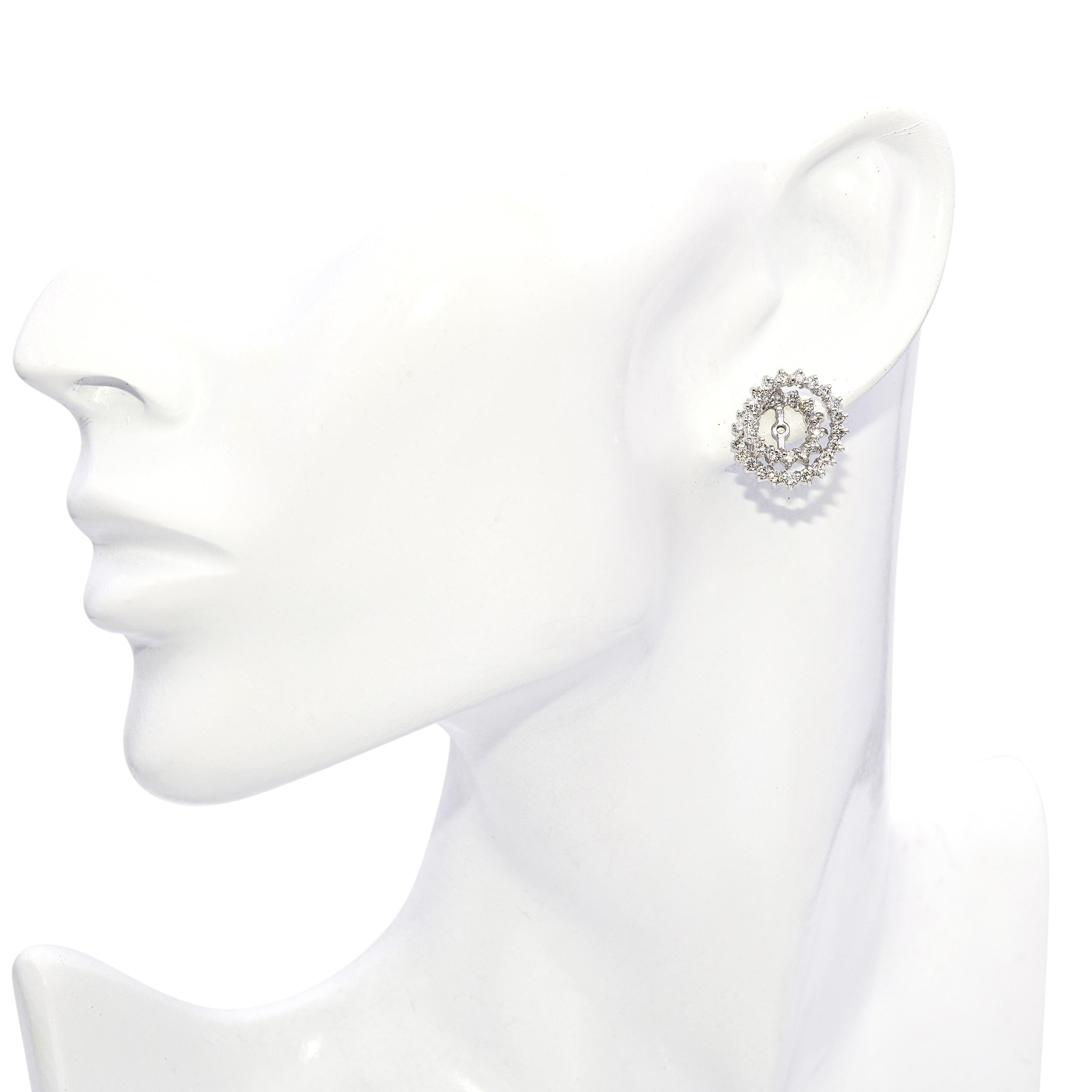 Vintage 14k White Gold 1.11tcw Diamond Spiral Earring Jackets