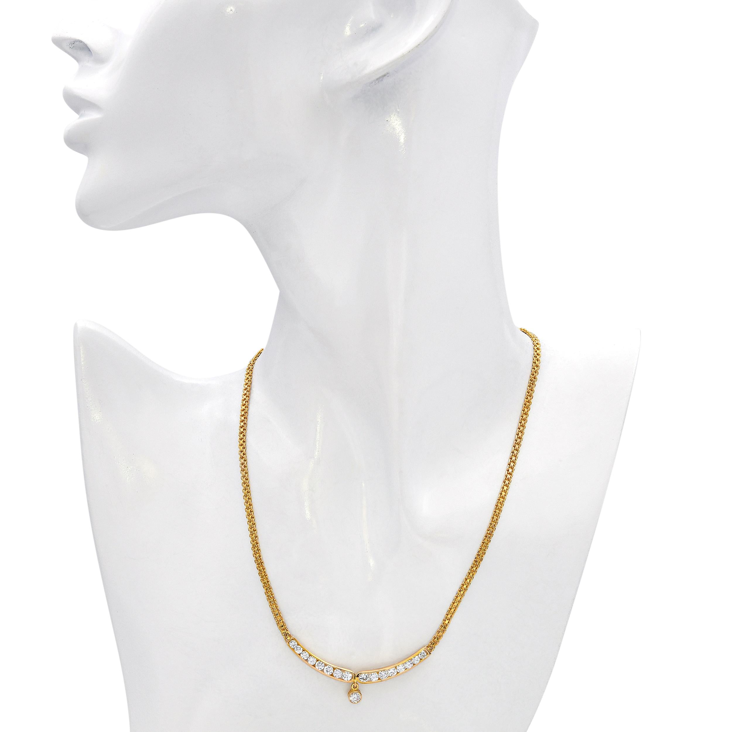 Vintage 18k Yellow Gold 2.11tcw Diamond Necklace