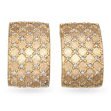 14k Yellow Gold Diamond Omega Back Huggie Earrings