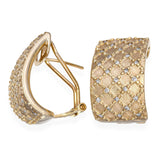 14k Yellow Gold Diamond Omega Back Huggie Earrings