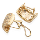 14k Yellow Gold Diamond Omega Back Huggie Earrings