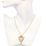 Antique Art Nouveau 14k Yellow Gold Topaz Pearl and Diamond Bow Detail Necklace