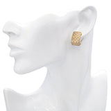 14k Yellow Gold Diamond Omega Back Huggie Earrings