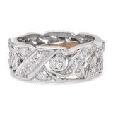 Vintage Platinum Diamond Floral Openwork Eternity Band Ring