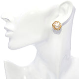 Vintage 14k Yellow Gold Mother of Pearl and Diamond Earrings