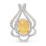 18k White Gold 2.89ct Opal and 1.13ctw Diamond Slide Pendant