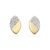 14k Yellow Gold Diamond Pave Marquise Shaped Earrings