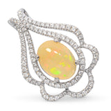 18k White Gold 2.89ct Opal and 1.13ctw Diamond Slide Pendant