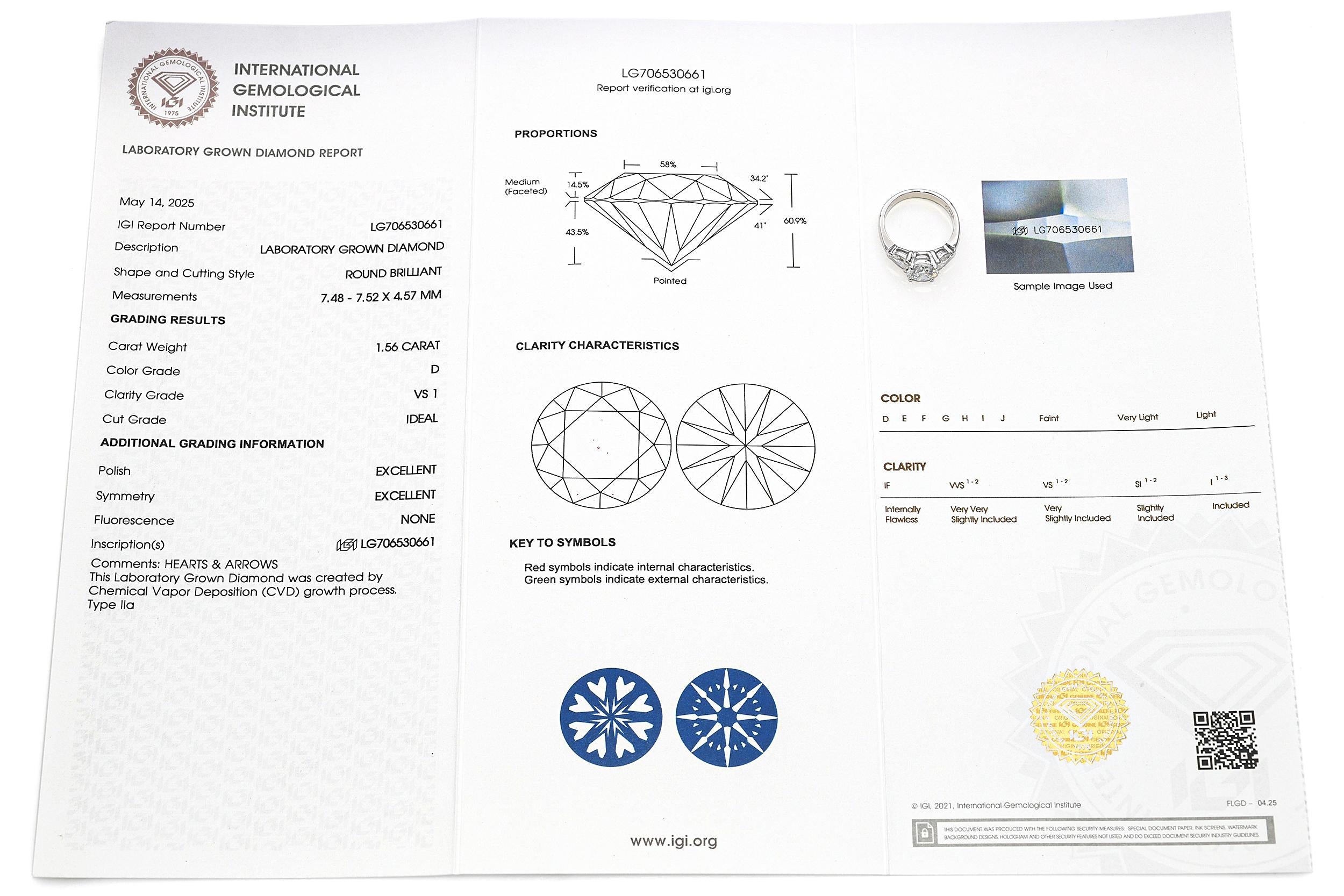 Platinum 2.56tcw D Vs1 Lab Grown Diamond & Natural Side Stones Engagement Ring