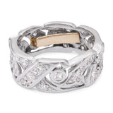 Vintage Platinum Diamond Floral Openwork Eternity Band Ring