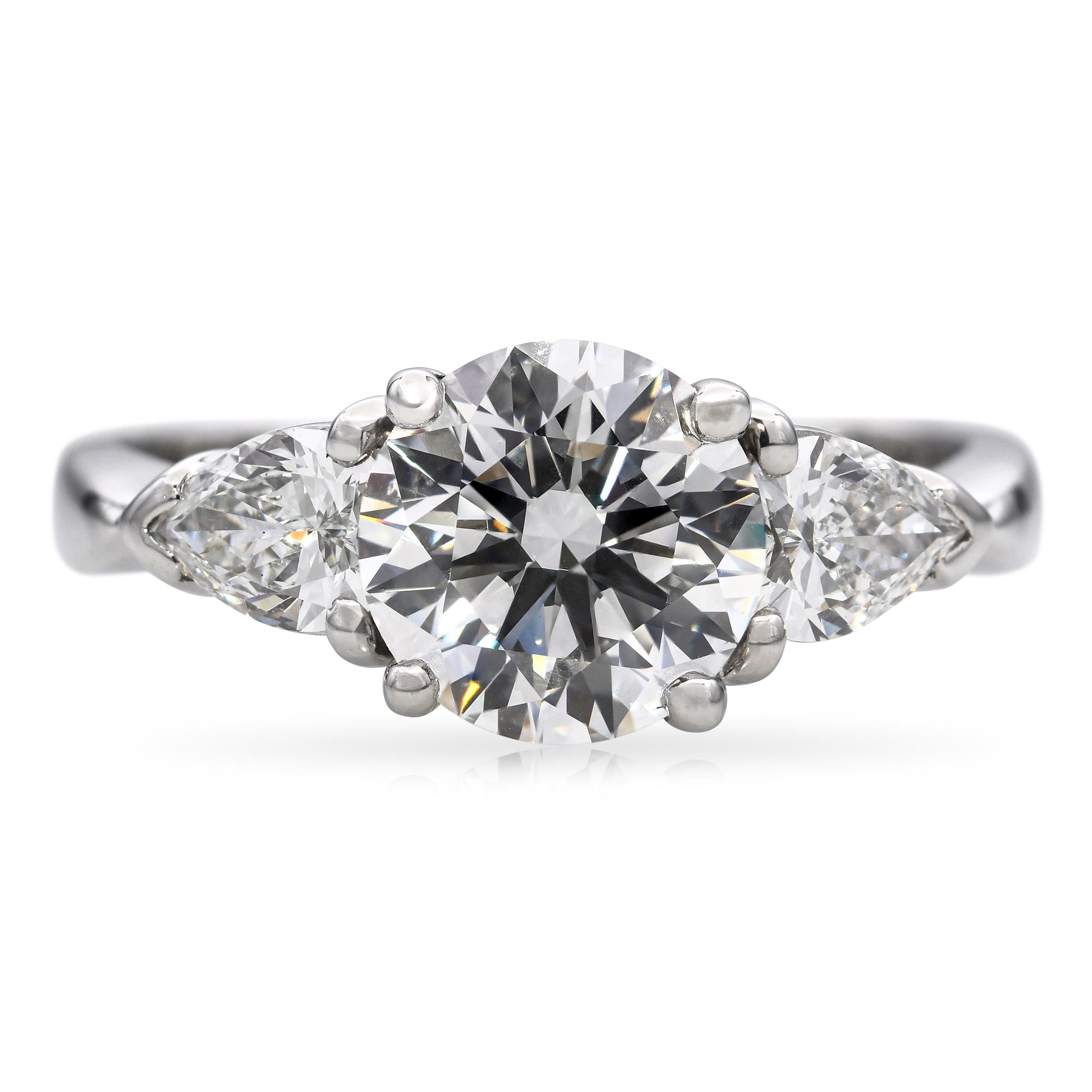 Platinum 2.56tcw D Vs1 Lab Grown Diamond & Natural Side Stones Engagement Ring