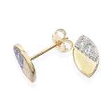 14k Yellow Gold Diamond Pave Marquise Shaped Earrings