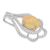18k White Gold 2.89ct Opal and 1.13ctw Diamond Slide Pendant