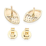 14k Yellow Gold Diamond Pave Marquise Shaped Earrings