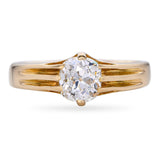 Antique 18k Yellow Gold Old Mine Cut 0.96ct Diamond Ring