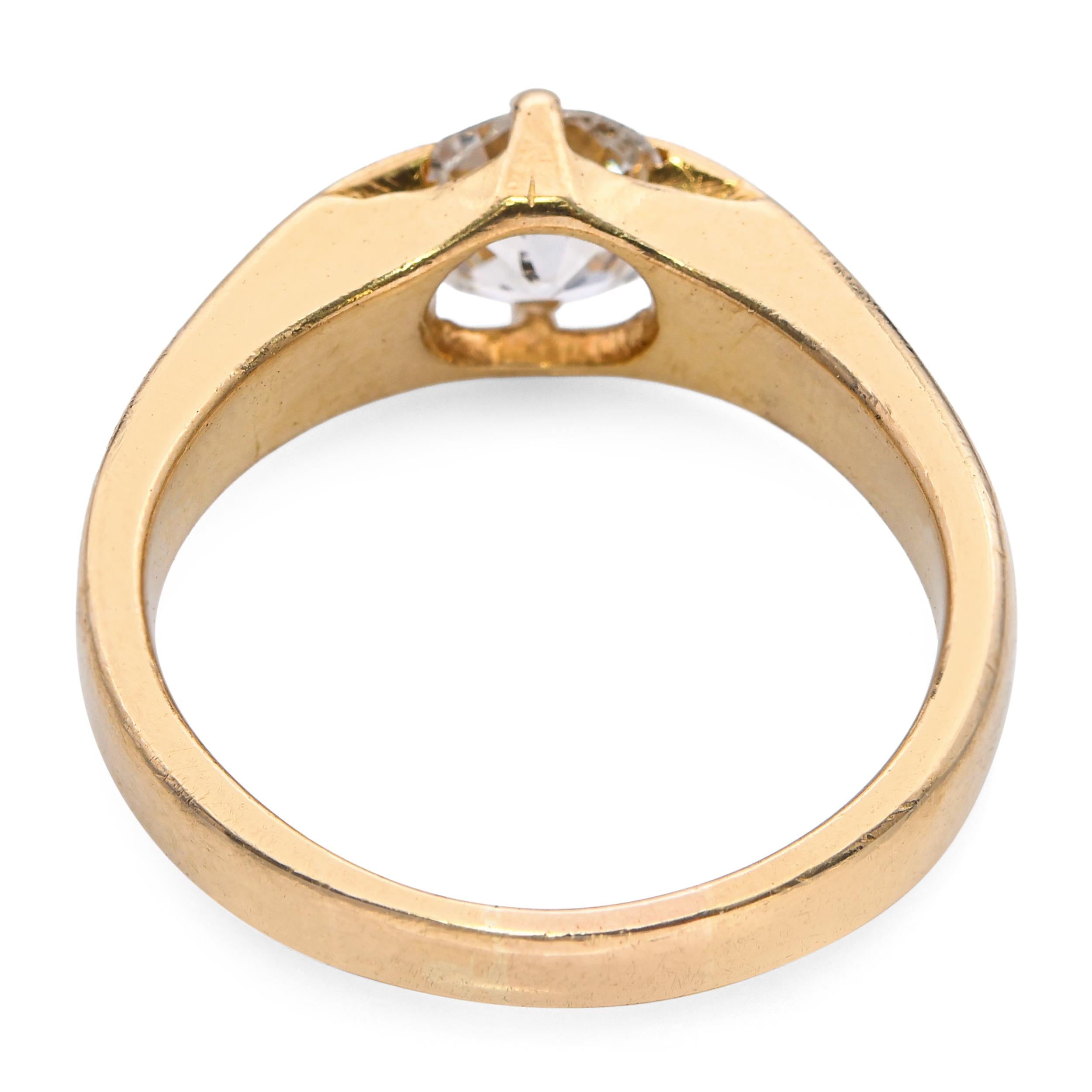 Antique 18k Yellow Gold Old Mine Cut 0.96ct Diamond Ring