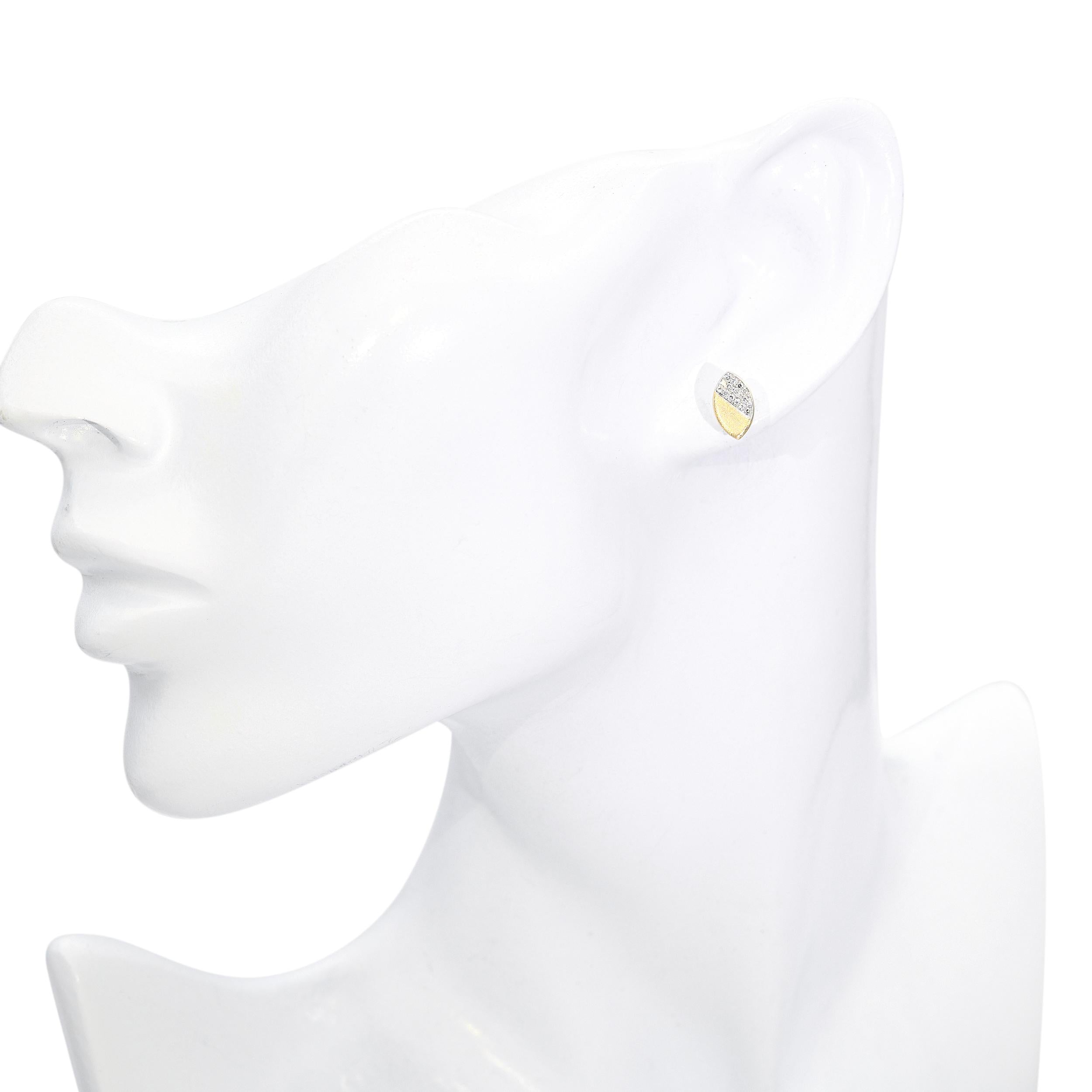 14k Yellow Gold Diamond Pave Marquise Shaped Earrings