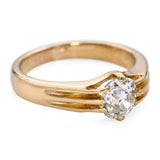 Antique 18k Yellow Gold Old Mine Cut 0.96ct Diamond Ring