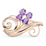 Vintage Tiffany & Co. 14k Yellow Gold Amethyst Free Form Floral Brooch