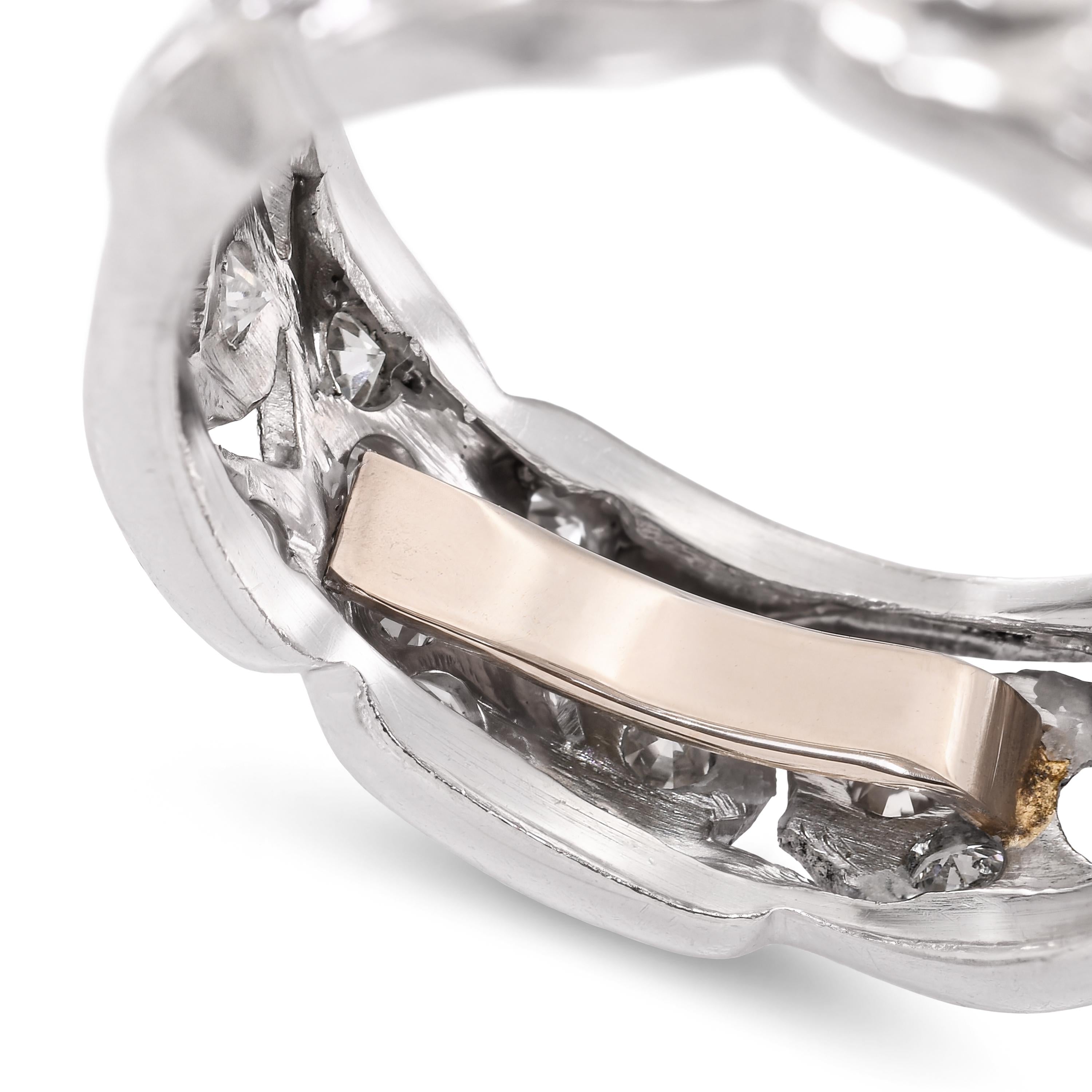 Vintage Platinum Diamond Floral Openwork Eternity Band Ring