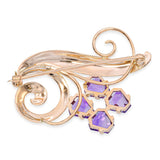 Vintage Tiffany & Co. 14k Yellow Gold Amethyst Free Form Floral Brooch