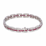 Vintage 14k White Gold Diamond and French Cut Ruby Bracelet