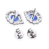 Vintage 17k White Gold 2.14tcw Vivid Blue Sapphire and 0.82tcw Diamond Earrings