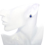 Vintage 17k White Gold 2.14tcw Vivid Blue Sapphire and 0.82tcw Diamond Earrings