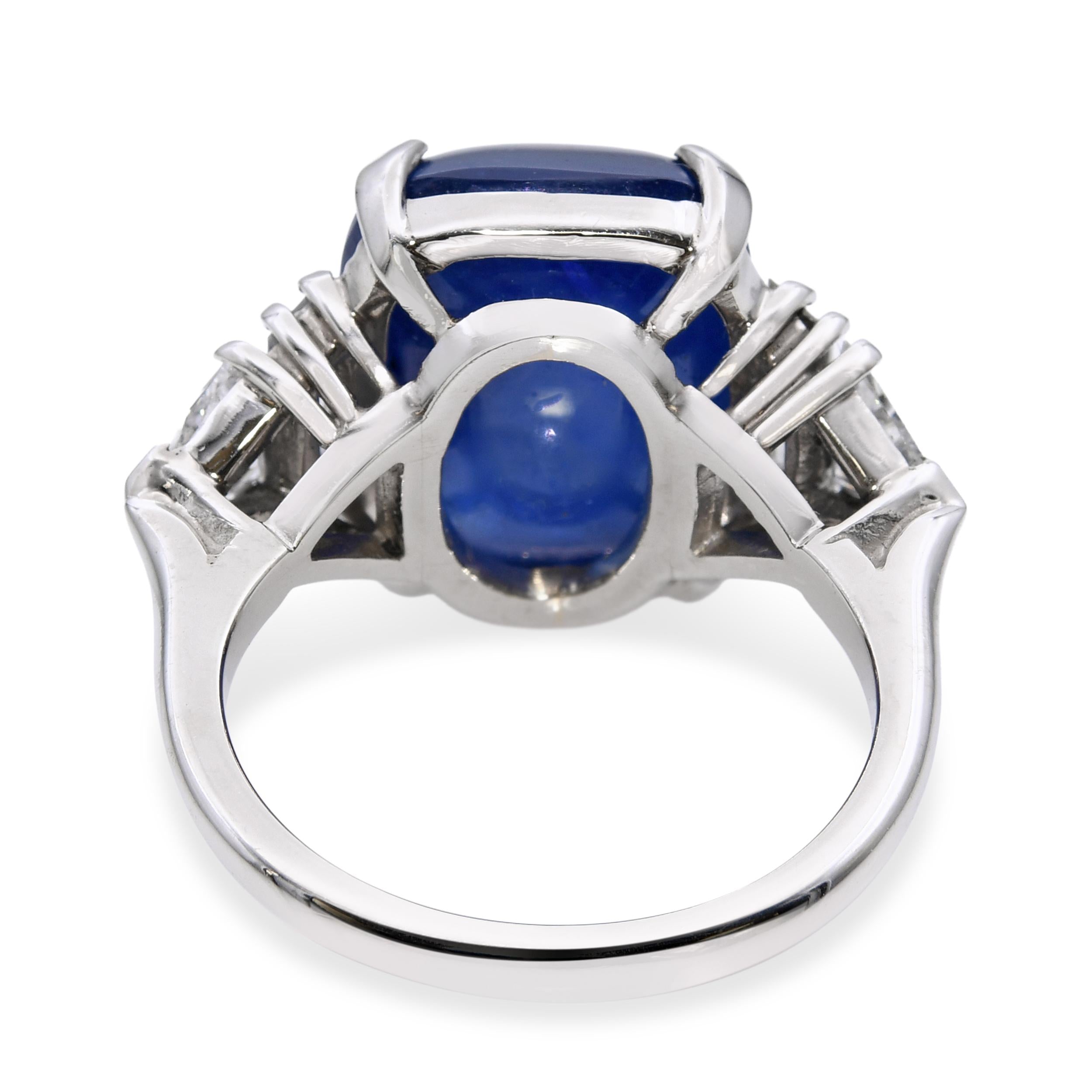 Platinum AGL 15.71ct Burma No Heat Sugarloaf Sapphire & Diamond Ring
