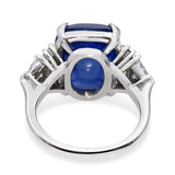Platinum AGL 15.71ct Burma No Heat Sugarloaf Sapphire & Diamond Ring