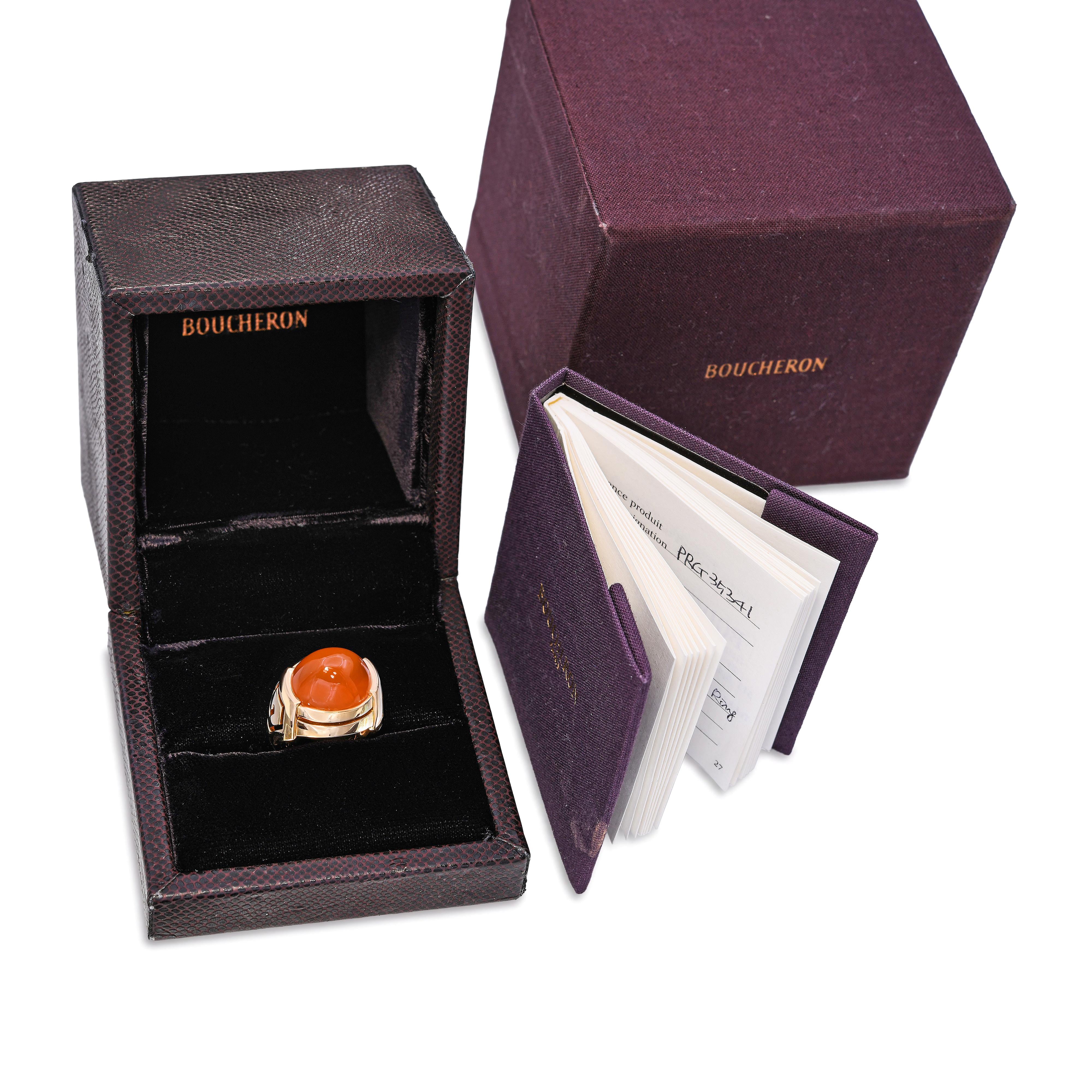 Boucheron 18k Yellow Gold and Carnelian Greek Ring