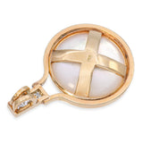 Vintage 14k Yellow Gold Mabe Pearl and Diamond Pendant