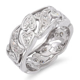 Vintage Platinum Diamond Floral Openwork Eternity Band Ring