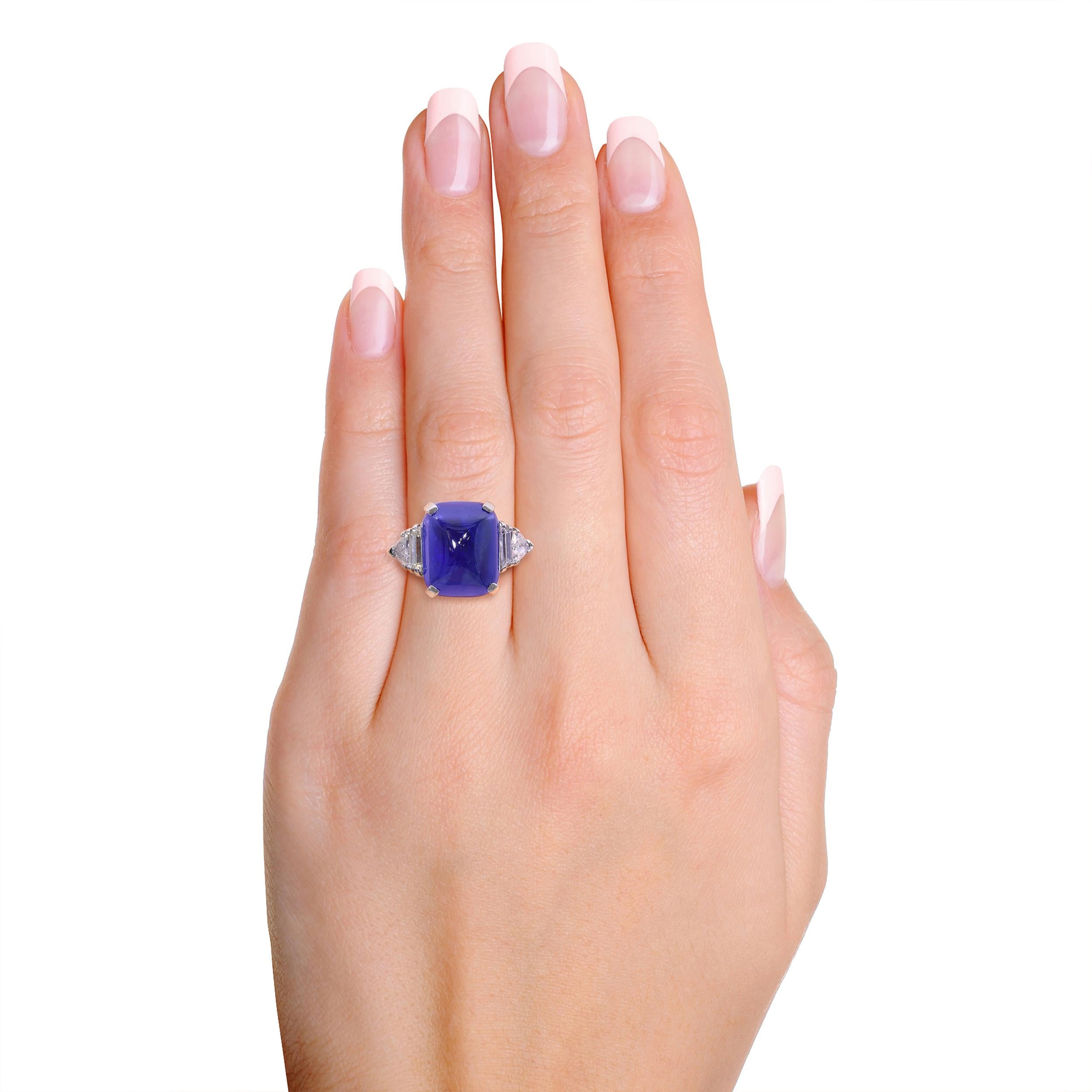 Platinum AGL 15.71ct Burma No Heat Sugarloaf Sapphire & Diamond Ring