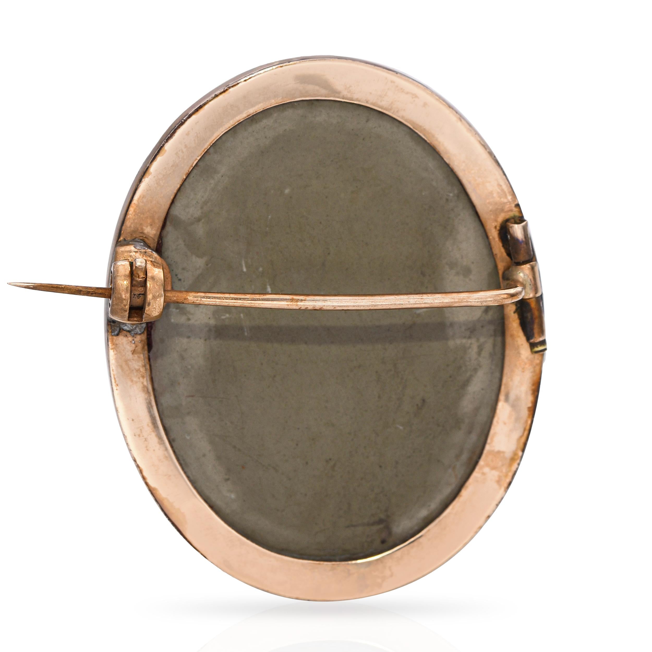 Vintage 8k Yellow Gold Pompei Woman Lava Cameo Brooch