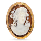 Antique 8k Yellow Gold Shell Cameo Hera Brooch