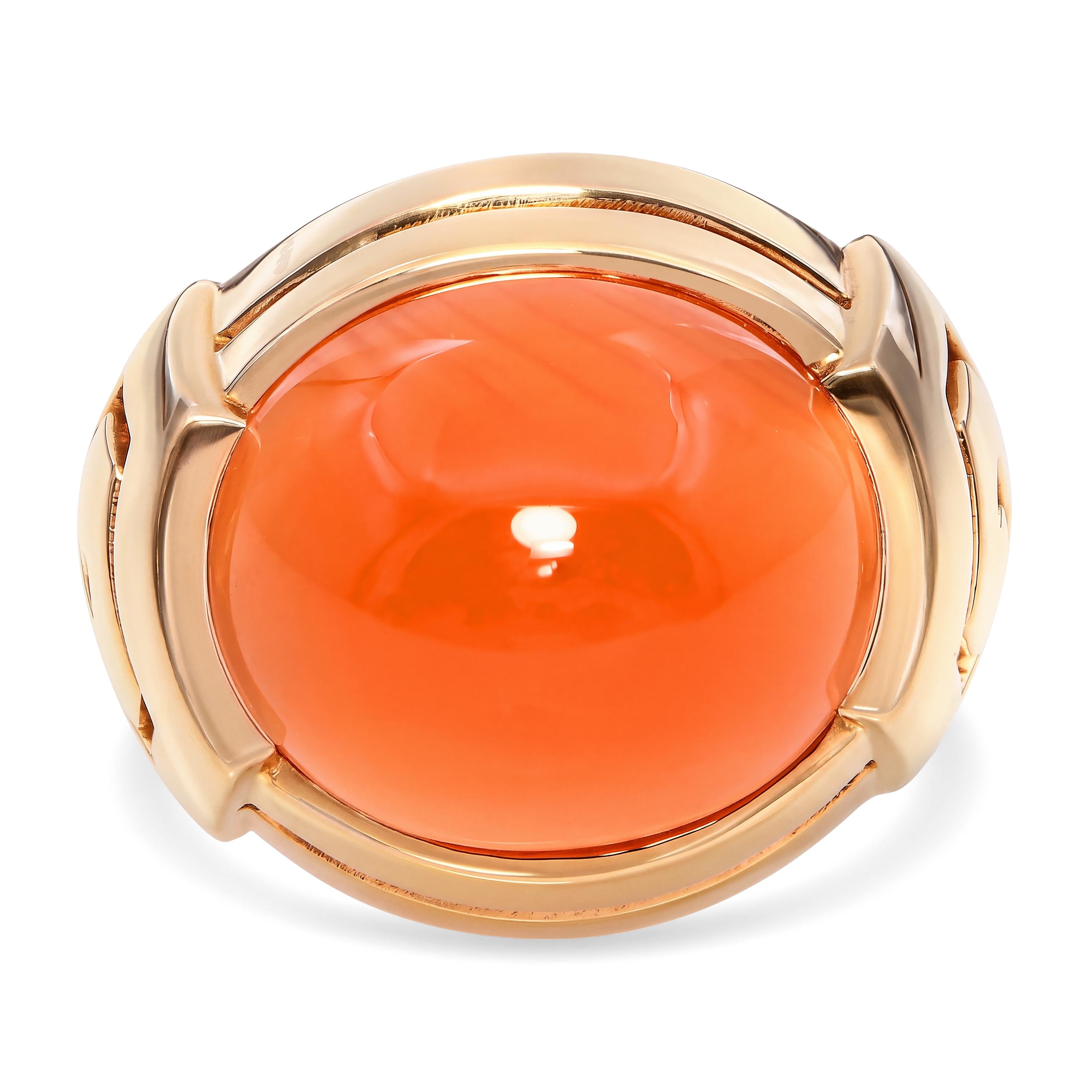 Boucheron 18k Yellow Gold and Carnelian Greek Ring