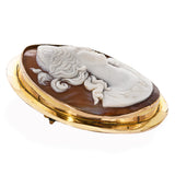 Antique 8k Yellow Gold Shell Cameo Hera Brooch