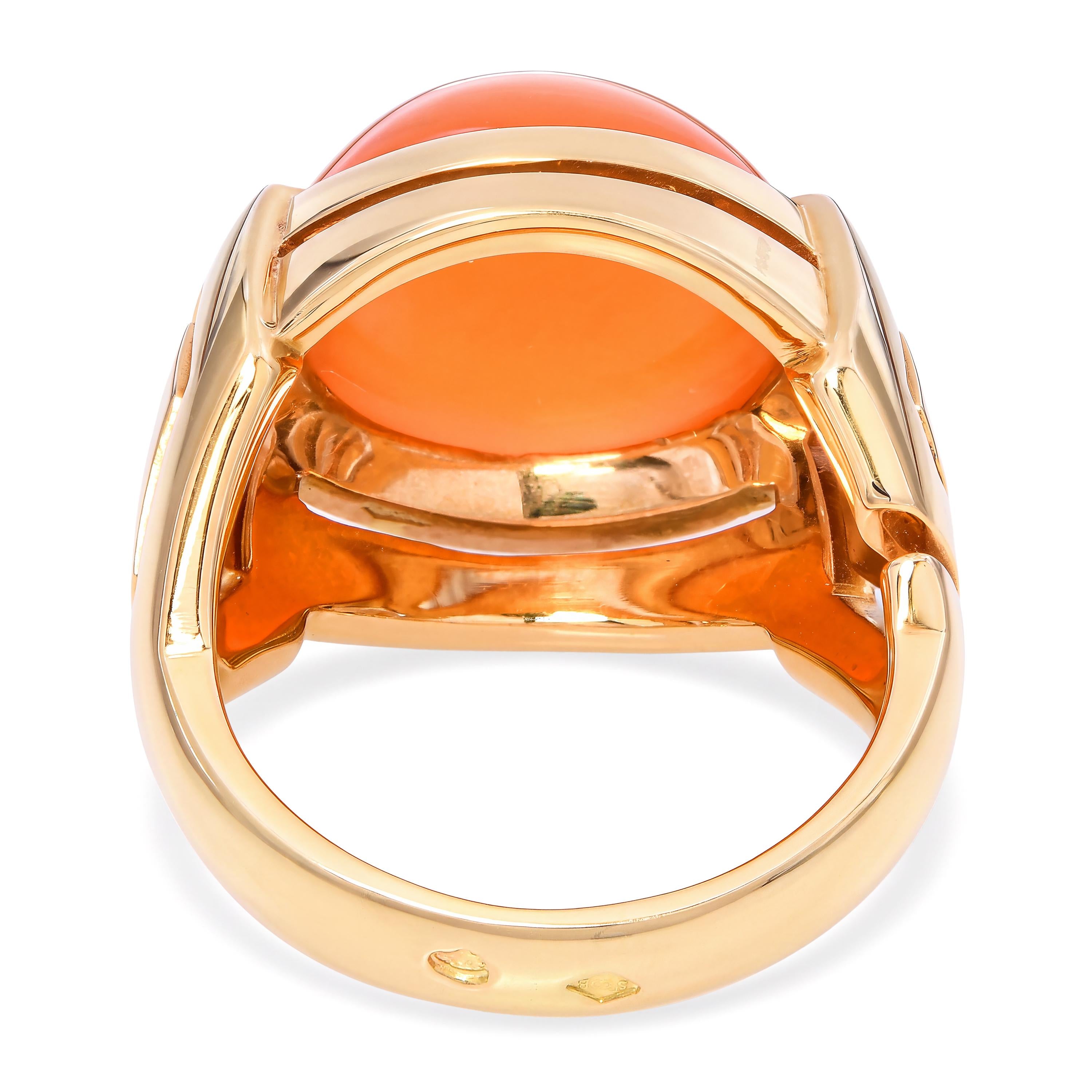 Boucheron 18k Yellow Gold and Carnelian Greek Ring
