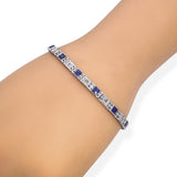 Art Deco 18k White Gold Diamond and Synthetic Sapphire Line Bracelet