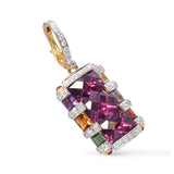 Bellarri 18k Yellow Gold Assorted Multi Color Gem & Diamond Pendant