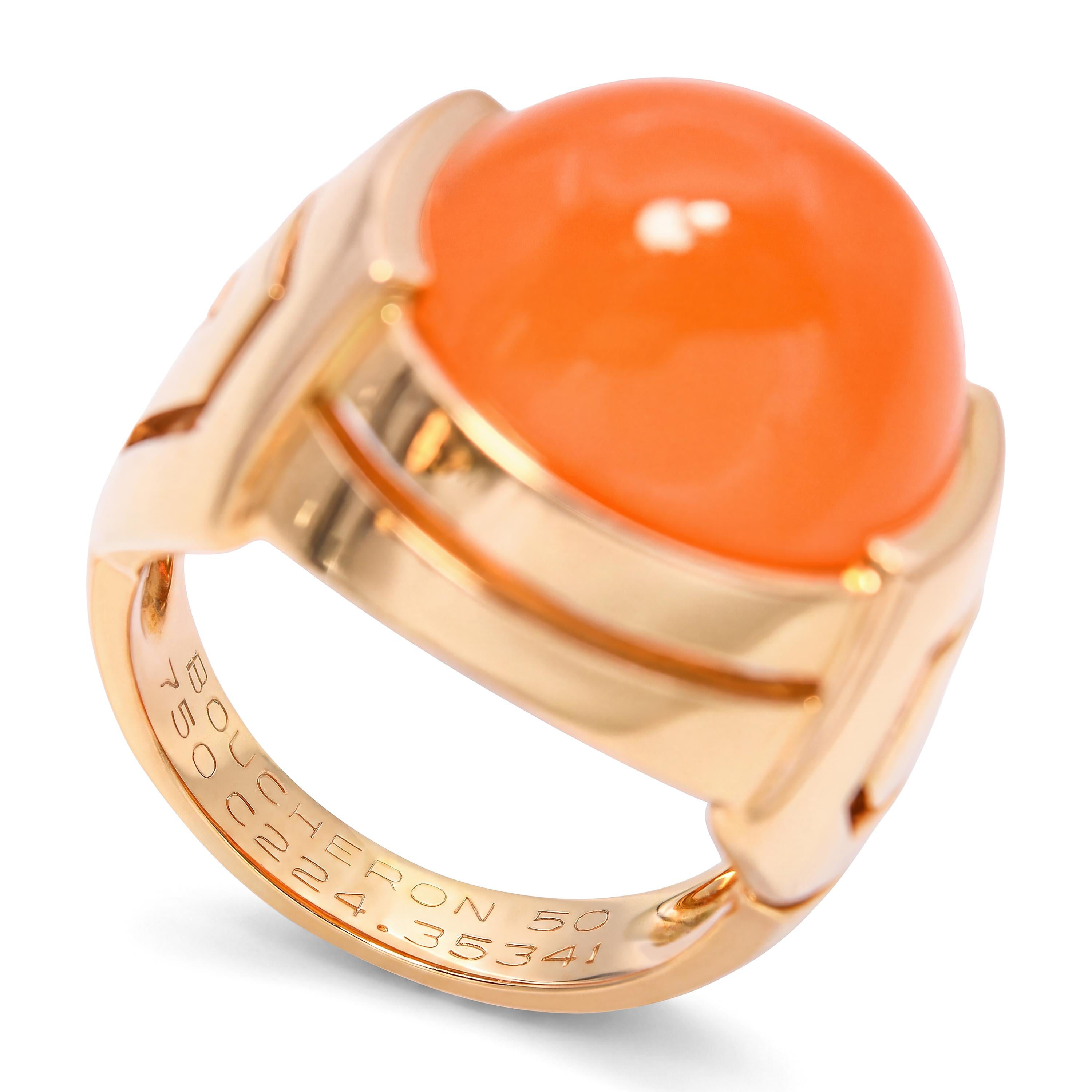 Boucheron 18k Yellow Gold and Carnelian Greek Ring