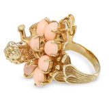 Vintage 14k Yellow Gold William Russer Cherub In Coral Cluster Ring