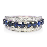 Vintage 18k White Gold Sapphire and Diamond Night and Day Ring