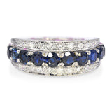 Vintage 18k White Gold Sapphire and Diamond Night and Day Ring