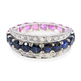 Vintage 18k White Gold Sapphire and Diamond Night and Day Ring