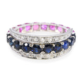 Vintage 18k White Gold Sapphire and Diamond Night and Day Ring