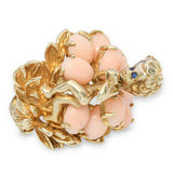 Vintage 14k Yellow Gold William Russer Cherub In Coral Cluster Ring