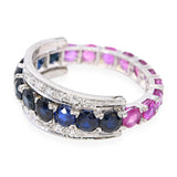 Vintage 18k White Gold Sapphire and Diamond Night and Day Ring